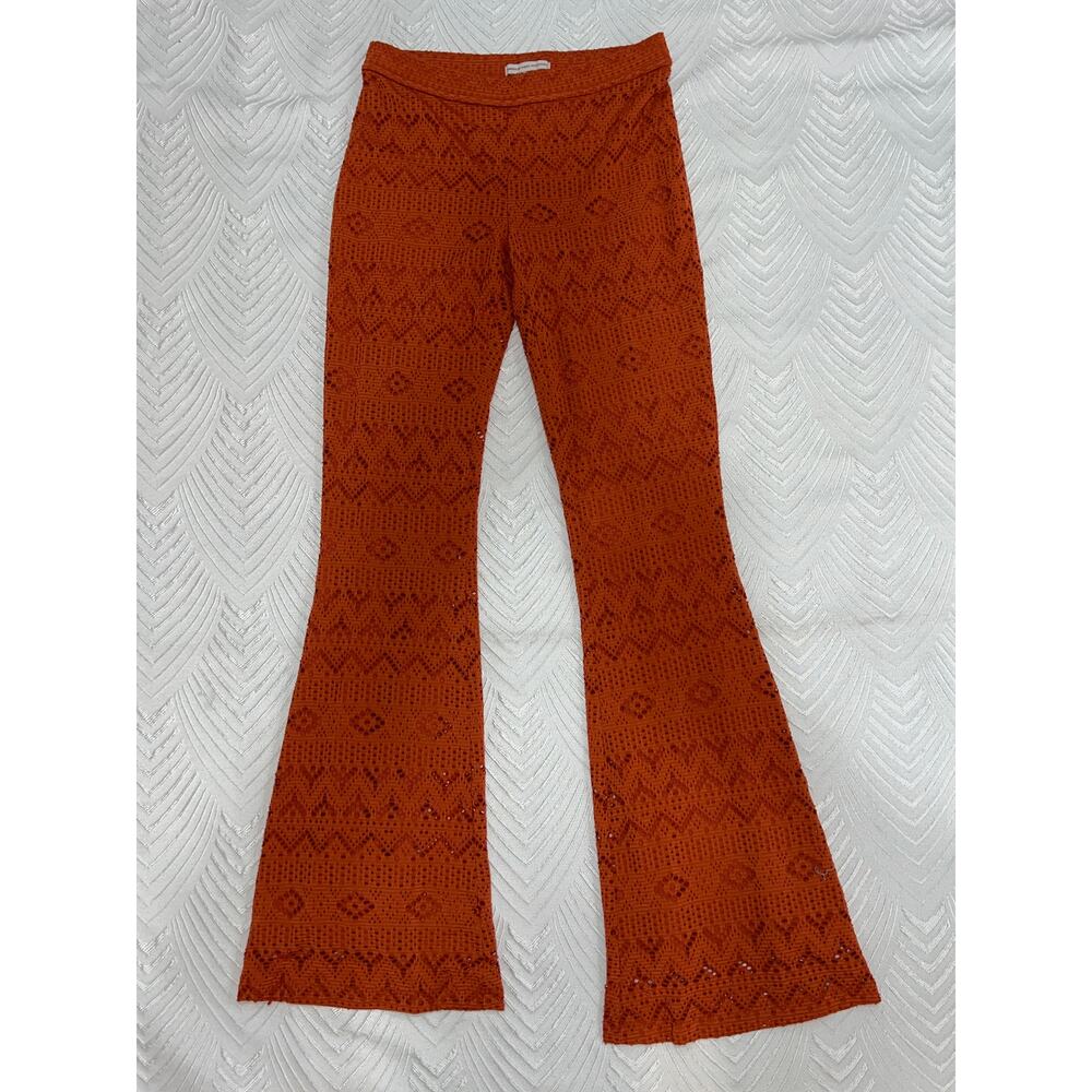 American Eagle Women’s XS Orange Lace Flare Boho Hippie Bell Bottom Pant Sale!!